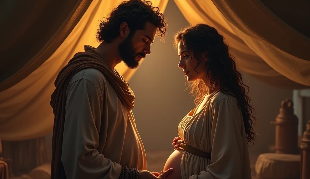 biblical history: a man and his pregnant wife in the tent