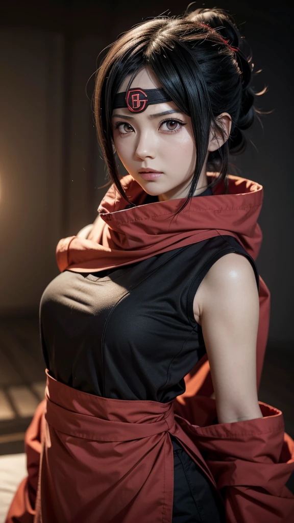 Sarada Uchiha, with Sharingan activated, anime style image