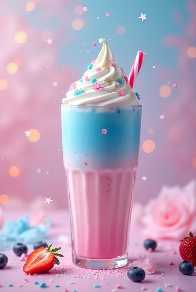 The Vini Dream Milkshake is a visual and tasty celebration that combines the heavenly colors of the album design. The blue layer, with the smoothness of vanilla ice cream and the refreshing touch of blueberries, represents self-confidence and serenity. The baby pink layer with its delicate sweet strawberry flavor, symbolizes femininity and virtue. Decorated with fresh whipped cream, This milkshake not only charms the eyes, but also provides a more indulgent and inspiring taste experience.
