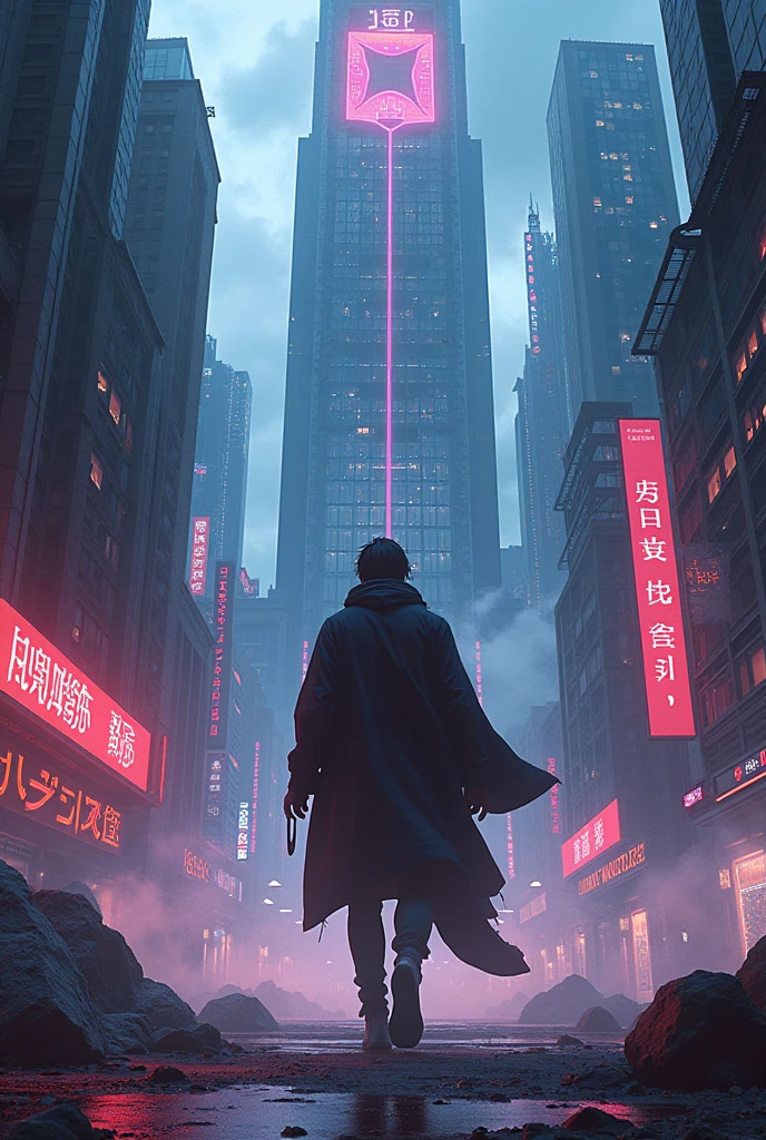 Make an epic anime cover poster with the title NATCHAISTUDIO, explosion, Dystopia, anime, manga, cyberpunk, severe, 4D, Ultra Creation