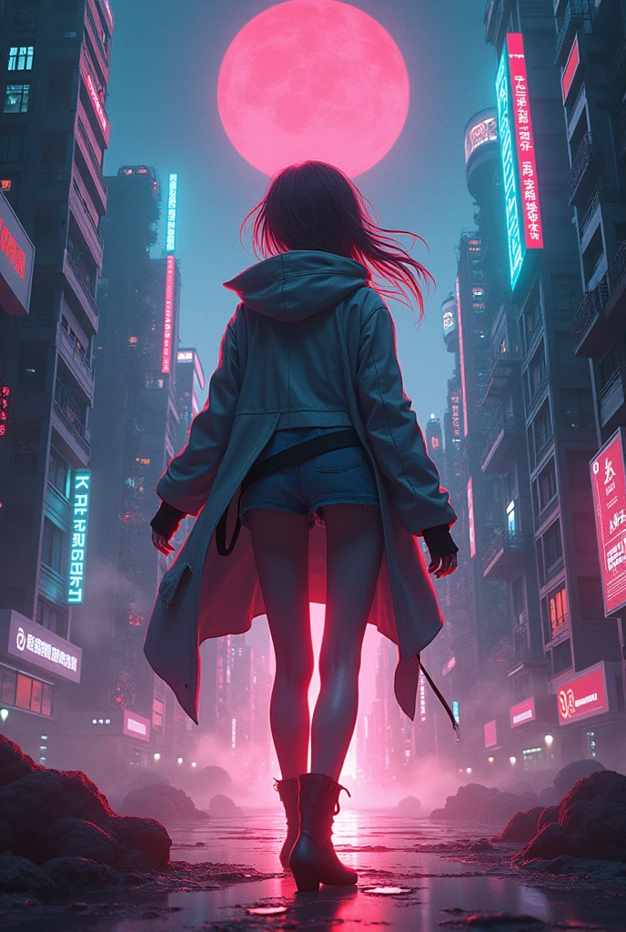 Make an epic anime cover poster with the title NATCHAISTUDIO, explosion, Dystopia, anime, manga, cyberpunk, severe, 4D, Ultra Creation