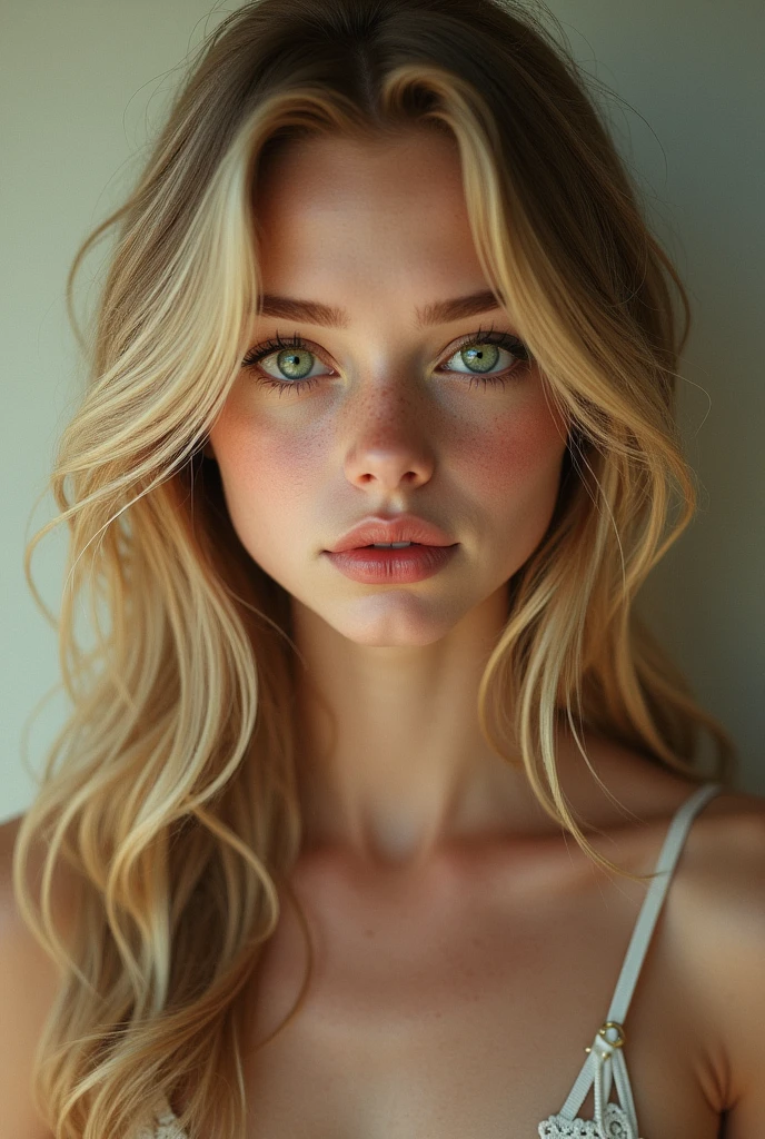 Girl , greeneyes, hair blonde
