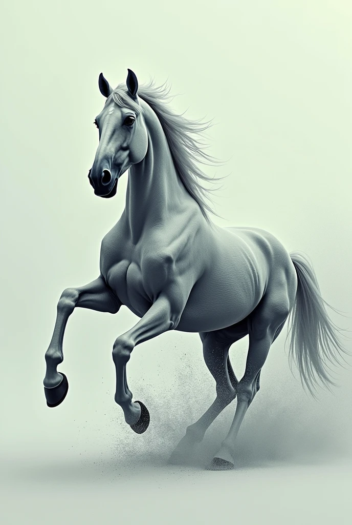 A horse running with its hind legs being consumed by a glitch