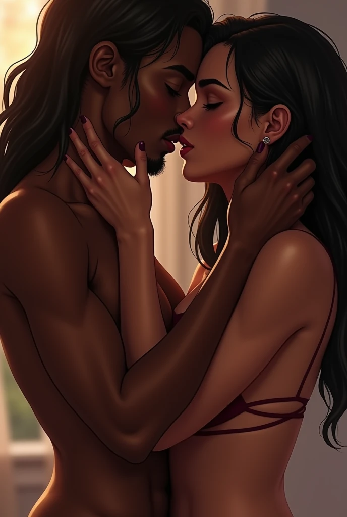 a hot couple interracial kissing