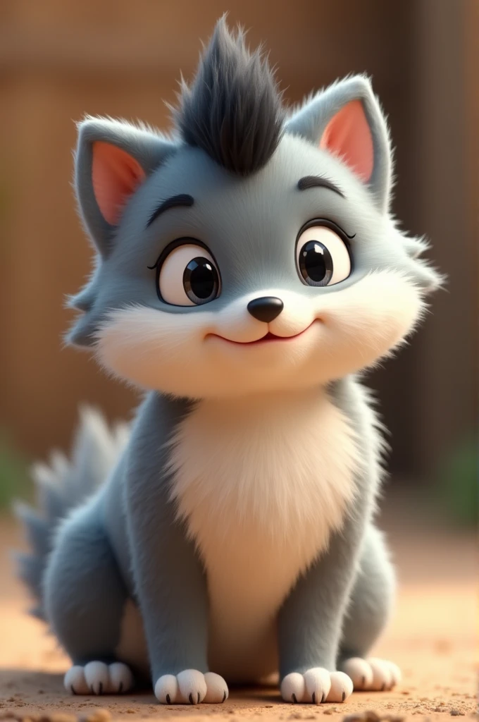 Furry garito with gray and white fur with a black hair
