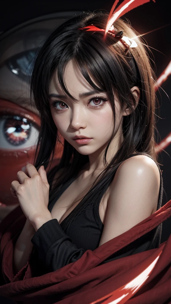 Kizi, in his eyes Sharingan activated, anime style image