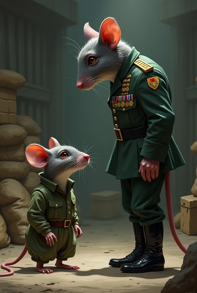 Rat receiving feedback from an army officer