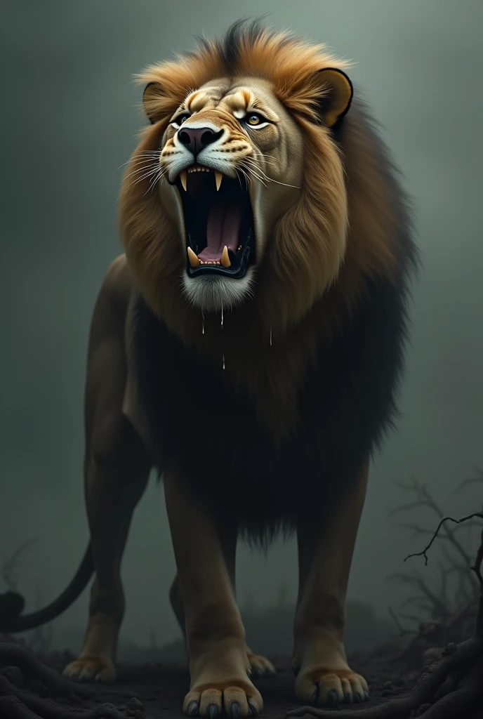 A lion cries a lot