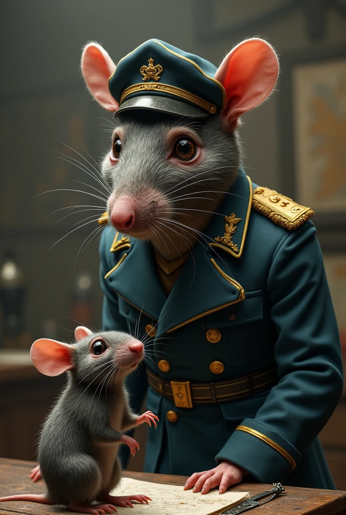 Rat receiving feedback from a male army officer