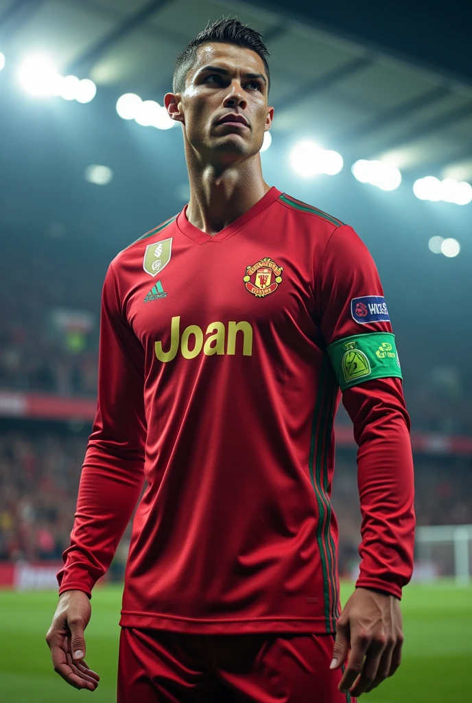 Cristiano Ronaldo with a shirt that says Joan