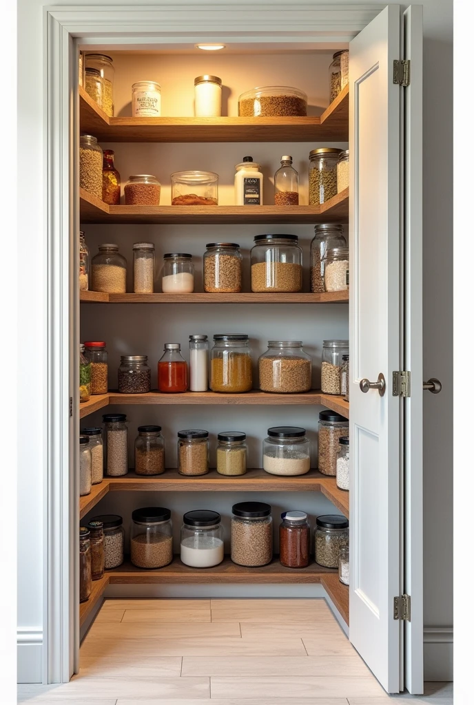 I need a floor plan of an entire house and then in more detail the food pantry with five shelves