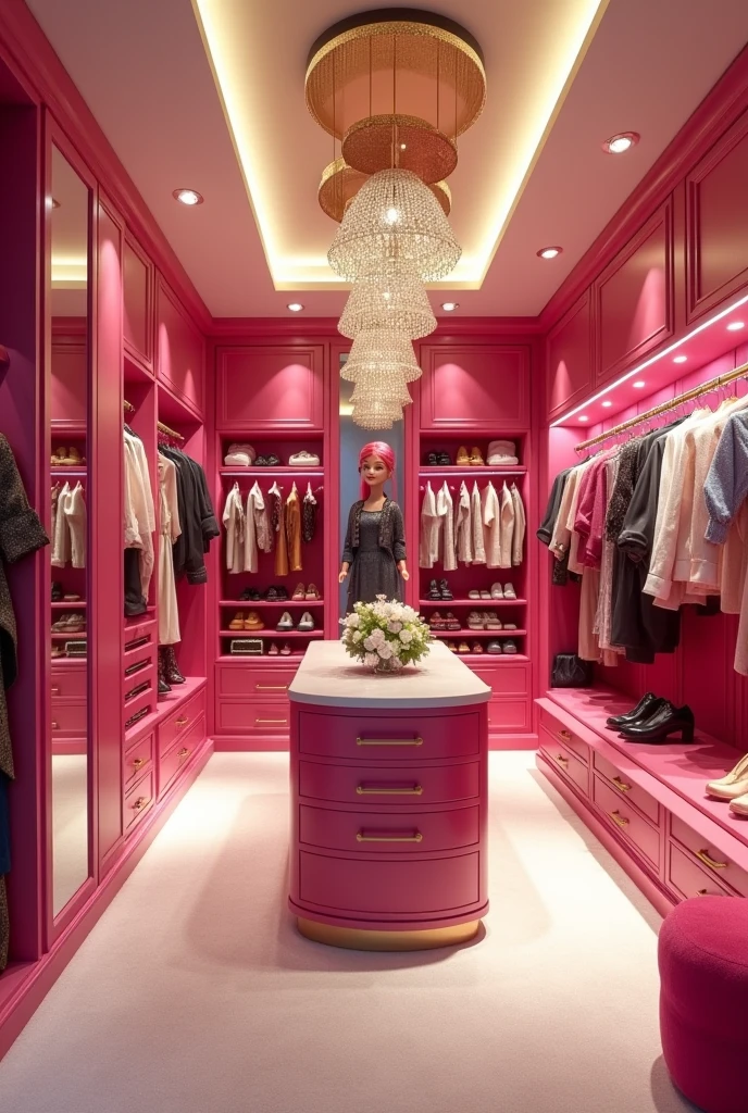 Barbie life in the dreamhouse big walk in closet with a modern touch and more space. Size of a whole apartment.
