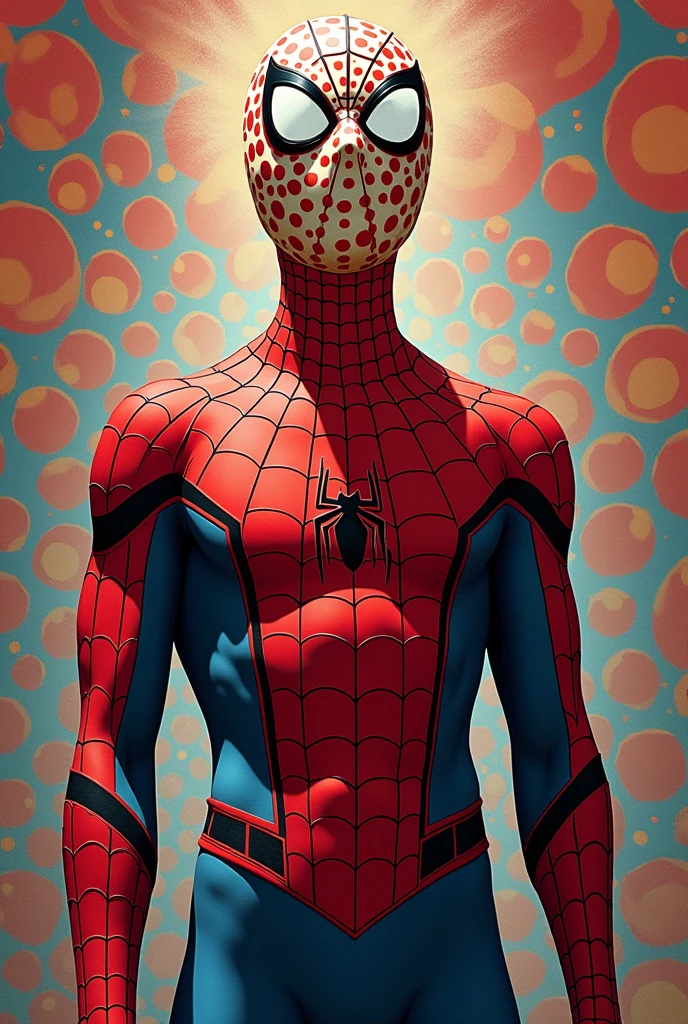 Spider-Man without a mask with Yayoi Kusama&#39;s head 