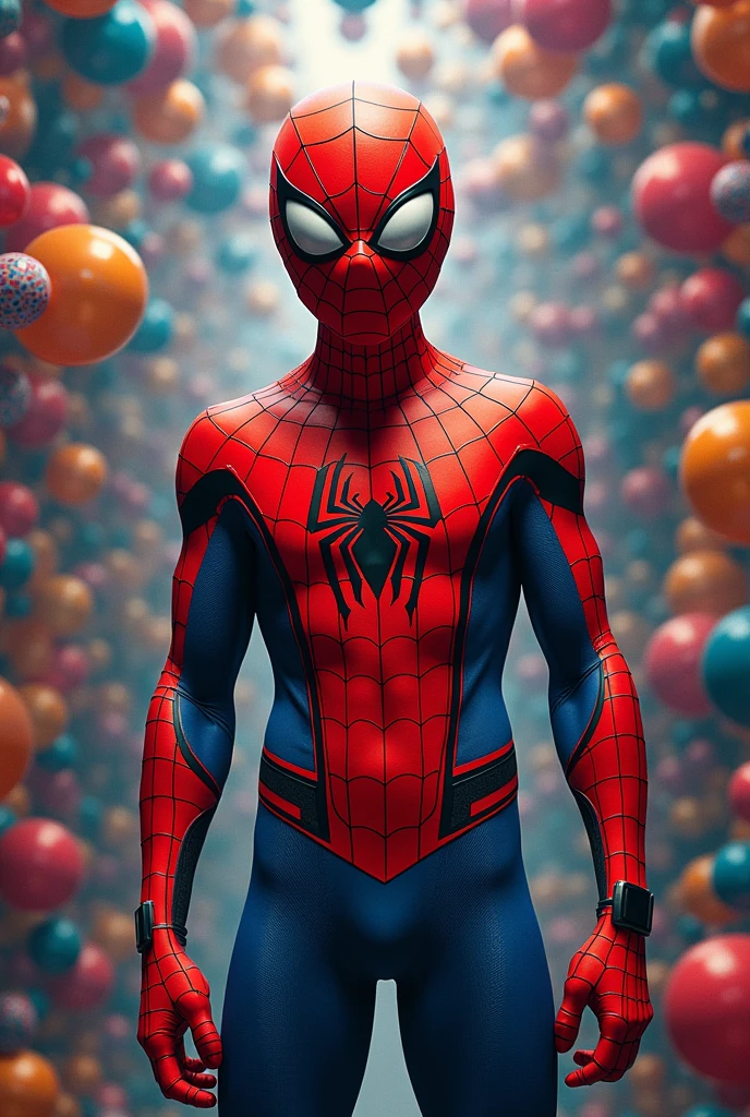 Spider-Man without a mask with Yayoi Kusama's head