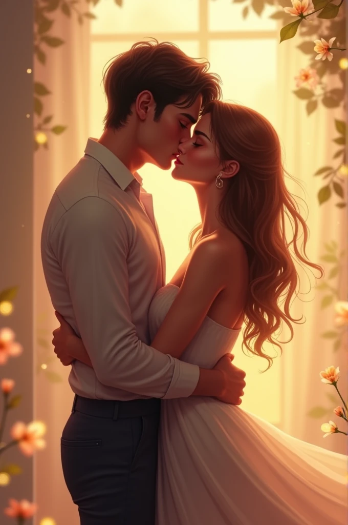 a couple kissing