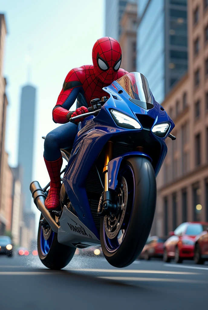 Spiderman Riding a Yamaha YZF-R1M