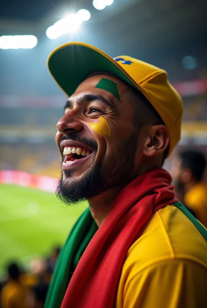 take a picture of a São Paulo fan who was born in Brazil , who is outgoing at the stadium