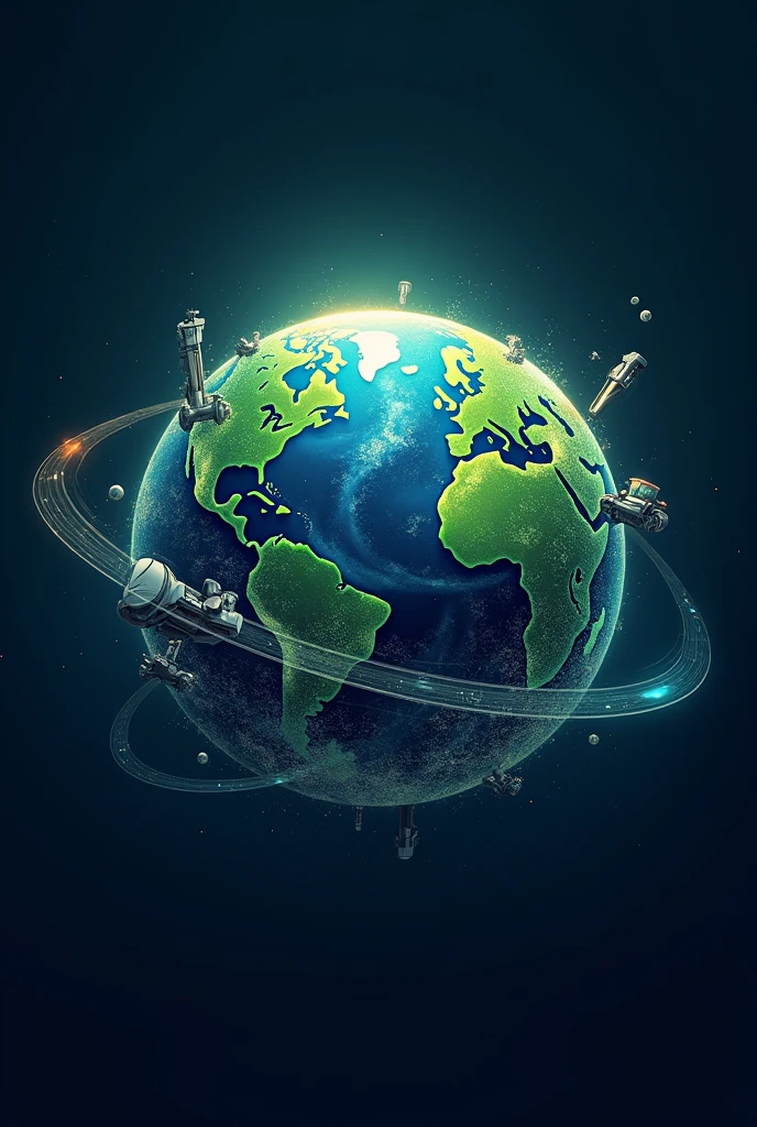 Logo,planet Earth, car ,gas machines,universe that says WORLD GAS
