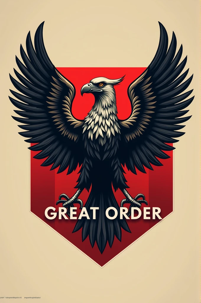 Logo that says Great Order with an eagle inspired by the Third Reich