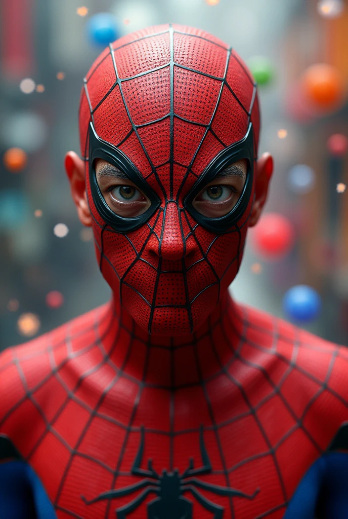 Spider-Man with the face of an elderly Yayoi Kusama