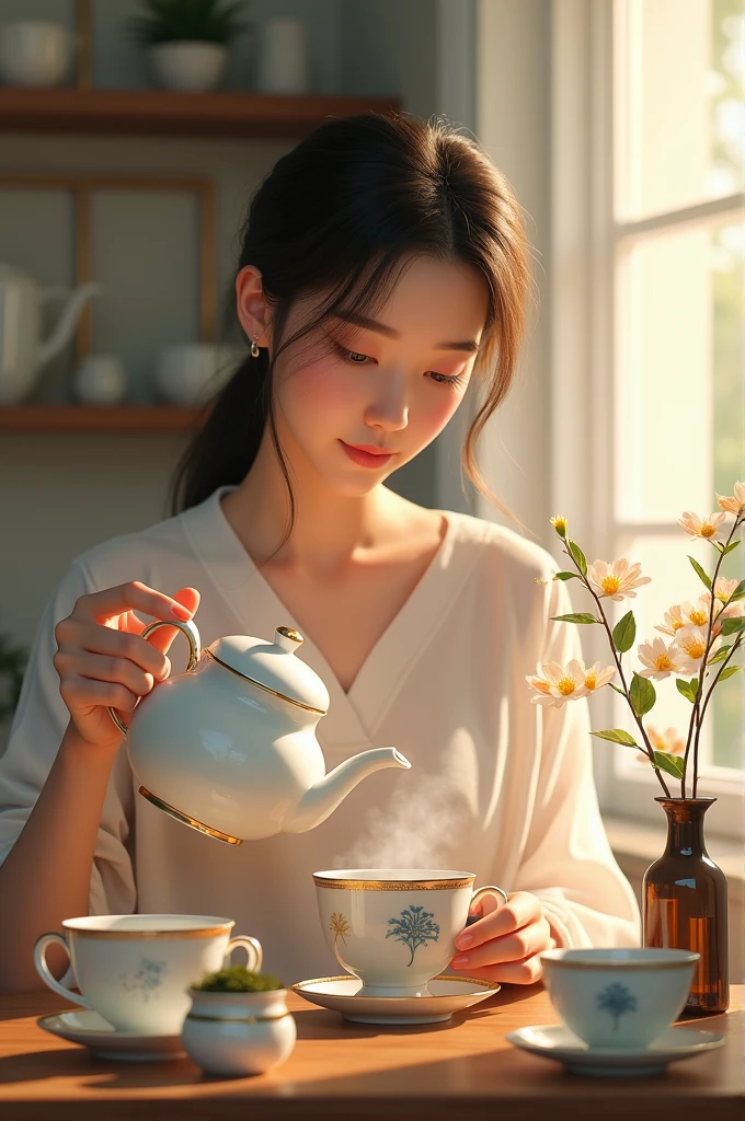A girl make tea