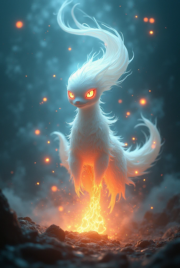 A mythical fire and ghost type pokemon
