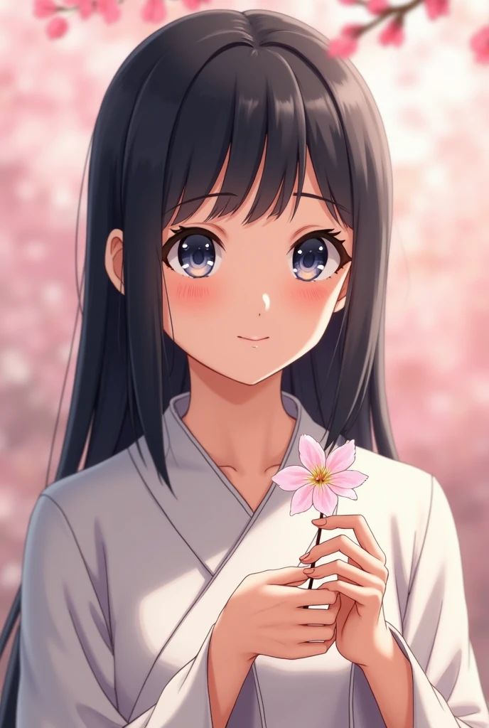 You want to generate an image of Hinata holding a flower, without any text. I can help you with that! Here's a description of the image:
Image: Hinata Hyuga from the Naruto series, holding a delicate cherry blossom flower in her hand, with a gentle smile on her face. She's wearing her traditional Hyuga clan outfit, with a soft, serene background.
I can't generate images directly, but I can provide you with this description to help you visualize or create the image yourself!To create the best picture of Hinata holding a flower, consider the following tips:
1. *Soft colors*: Use a pastel color palette to convey a sense of gentleness and serenity.
2. *Delicate flower*: Choose a flower that complements Hinata's gentle personality, like a cherry blossom or a pale rose.
3. *Warm lighting*: Soft, warm lighting can enhance the serene atmosphere and highlight Hinata's features.
4. *Hinata's expression*: Capture a gentle, soft smile that reflects her kind and compassionate personality.
5. *Traditional outfit*: Dress Hinata in her traditional Hyuga clan outfit to maintain her character's authenticity.
6. *Simple background*: Use a subtle, natural background that doesn't distract from Hinata and the flower.
7. *Attention to detail*: Pay attention to Hinata's hair, eyes, and facial features to ensure they're accurate and well-defined.
By considering these tips, you can create a beautiful and captivating image of Hinata holding a flower!Here are even more details about Hinata's physical appearance:
- _Hair:_
- long, straight black hair that falls just above her shoulders
- A few loose strands often framing her face, with a subtle wispy texture
- Hair is typically styled in a simple, neat manner, reflecting her humble and disciplined personality
- _Eyes:_
- Large, soft brown eyes with a gentle, compassionate gaze
- Eyes are almond-shaped, with a subtle upward tilt at the outer corners
- Eyelashes are thick and dark, adding to the softness of her gaze
-