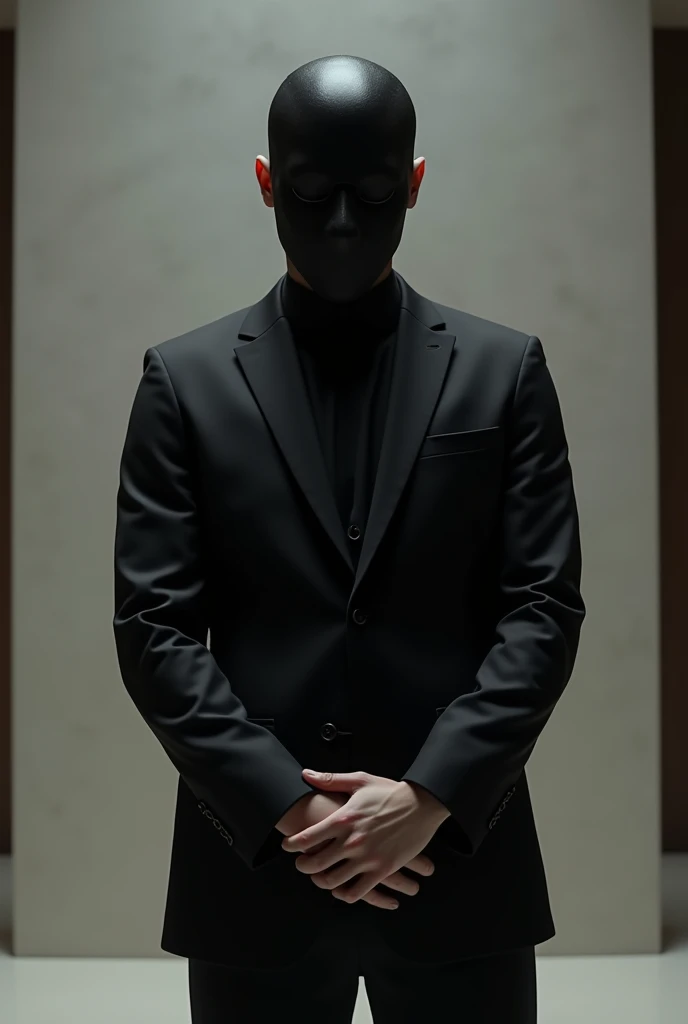 Man, wearing black suit, position