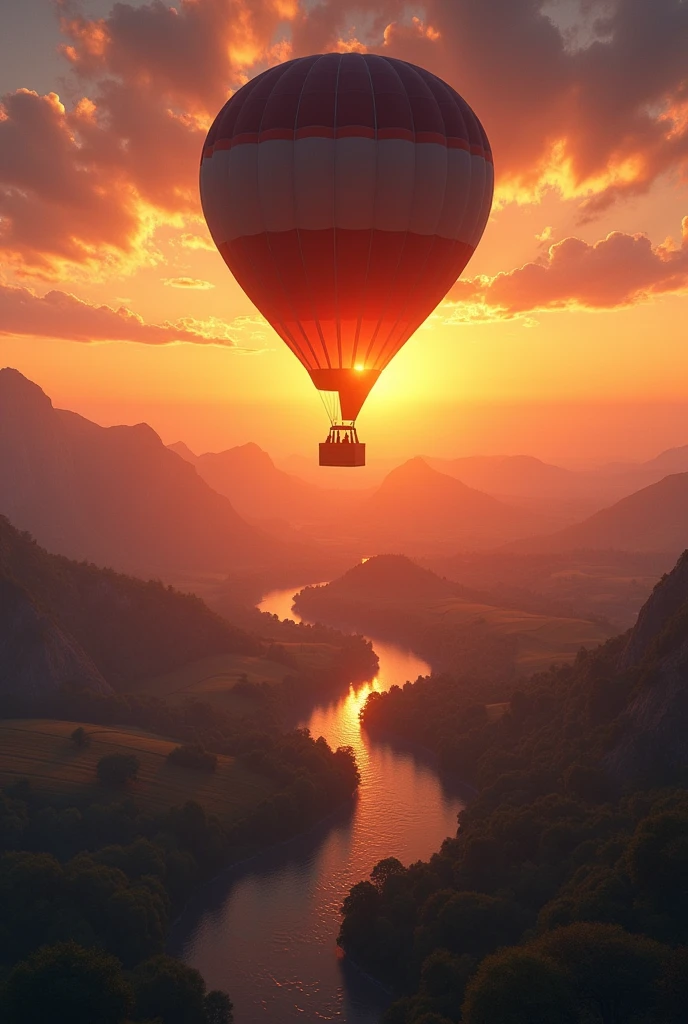 Sunset seen from above in a balloon 
