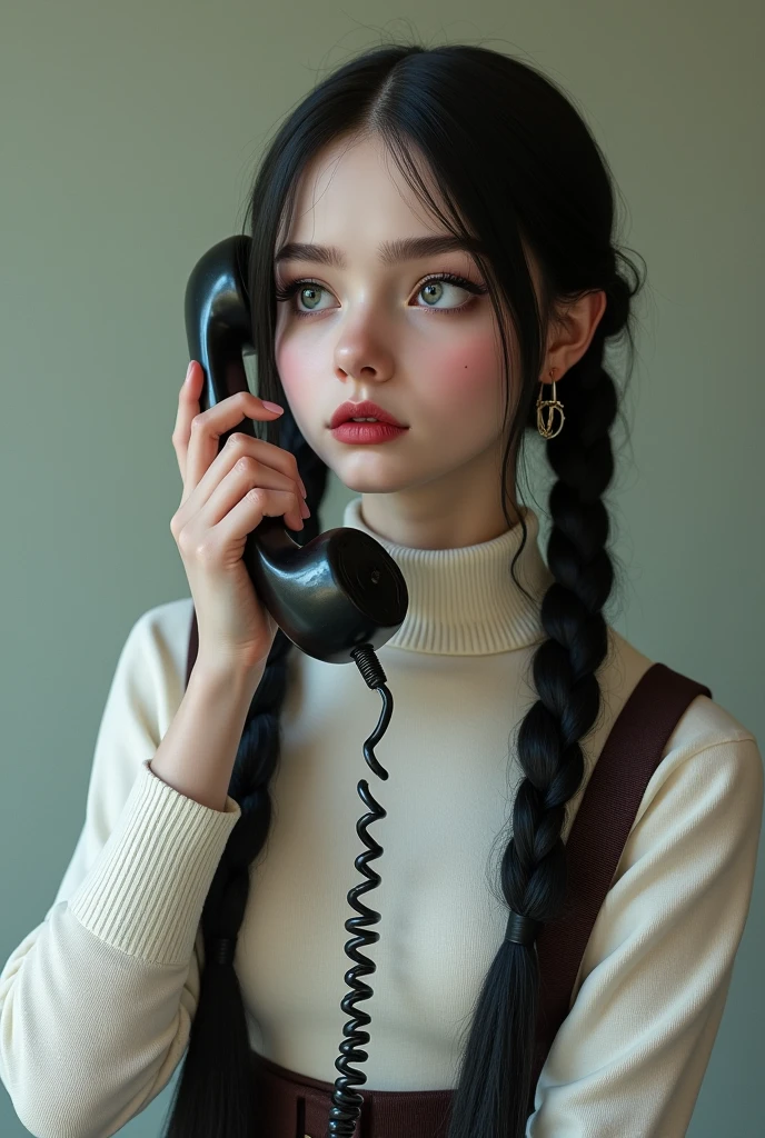 Wednesday Friday Addamscon telefono con un sudadera blanca
