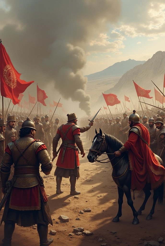 Battle Scene: A dramatic depiction of Humayun's early struggles against Afghan chieftains and Bahlul Lodi, capturing the chaos of battle in dall e-3 style
