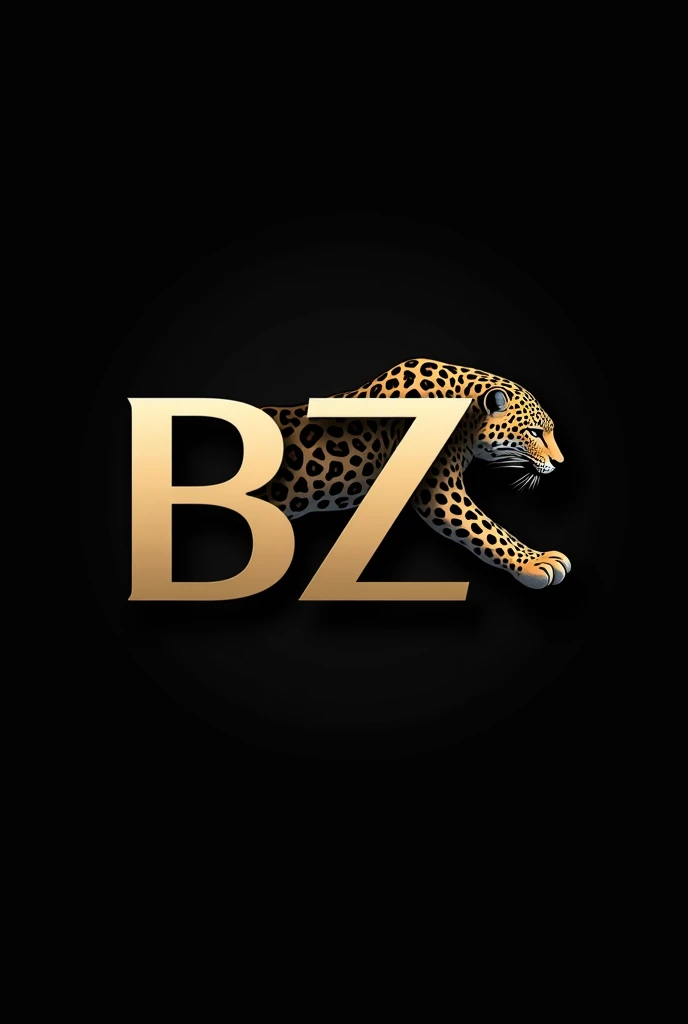 (photosize9.9), generate image of banner with capital  BZ logo astatic type with black colour background and give a leopard logo in the side of background 