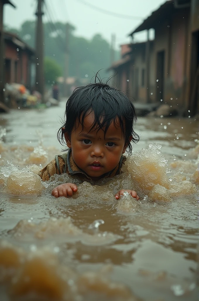 A bangaldeshi kid drowning in flood