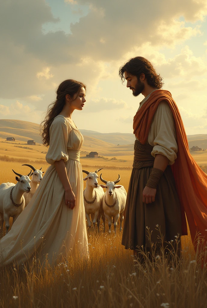 Unfortunately, such a young woman had to go to the fields to graze goats. One day, a prince went there in search of sights with his friends and fell in love with her as soon as he saw her. 