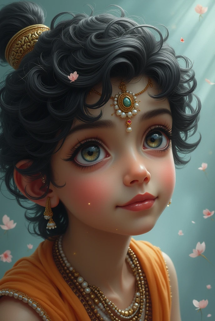 Cute Krishna eyes blinking and saying radhe Radhe