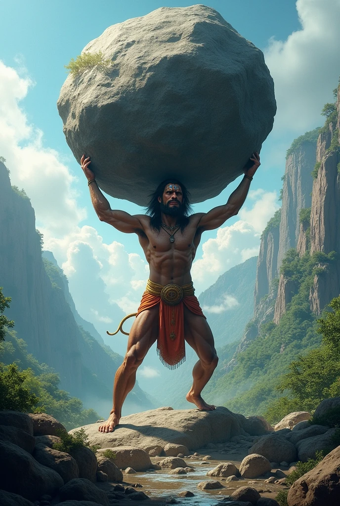 Hanuman lifting the mountain