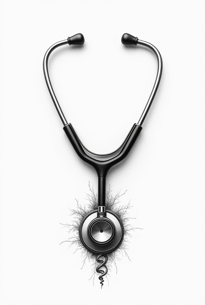 Stethoscope and a symbol of life of a human black and white pencil sketch