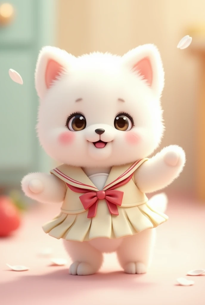 A small puppy dog standing on its hind legs,The cutest white puppy I know,The most adorable looking thing I've ever seen!!!,
Cute Background,He dances,
She is wearing a cute sailor suit and skirt..