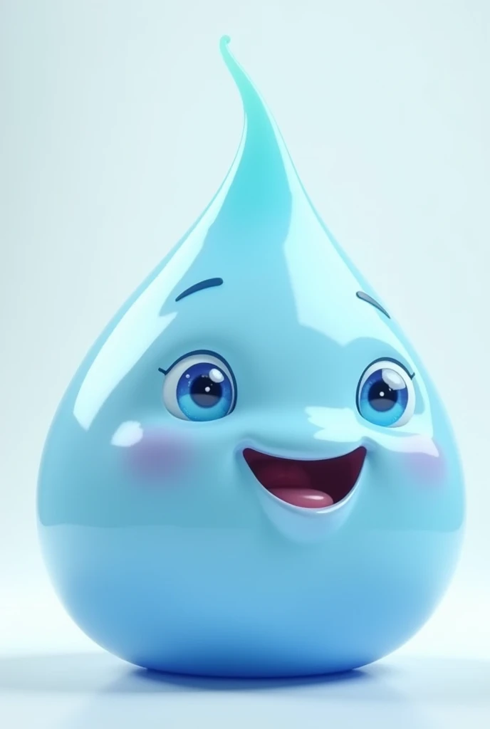 image of a water drop with a face and smiling, it must be shaped like a drop 
