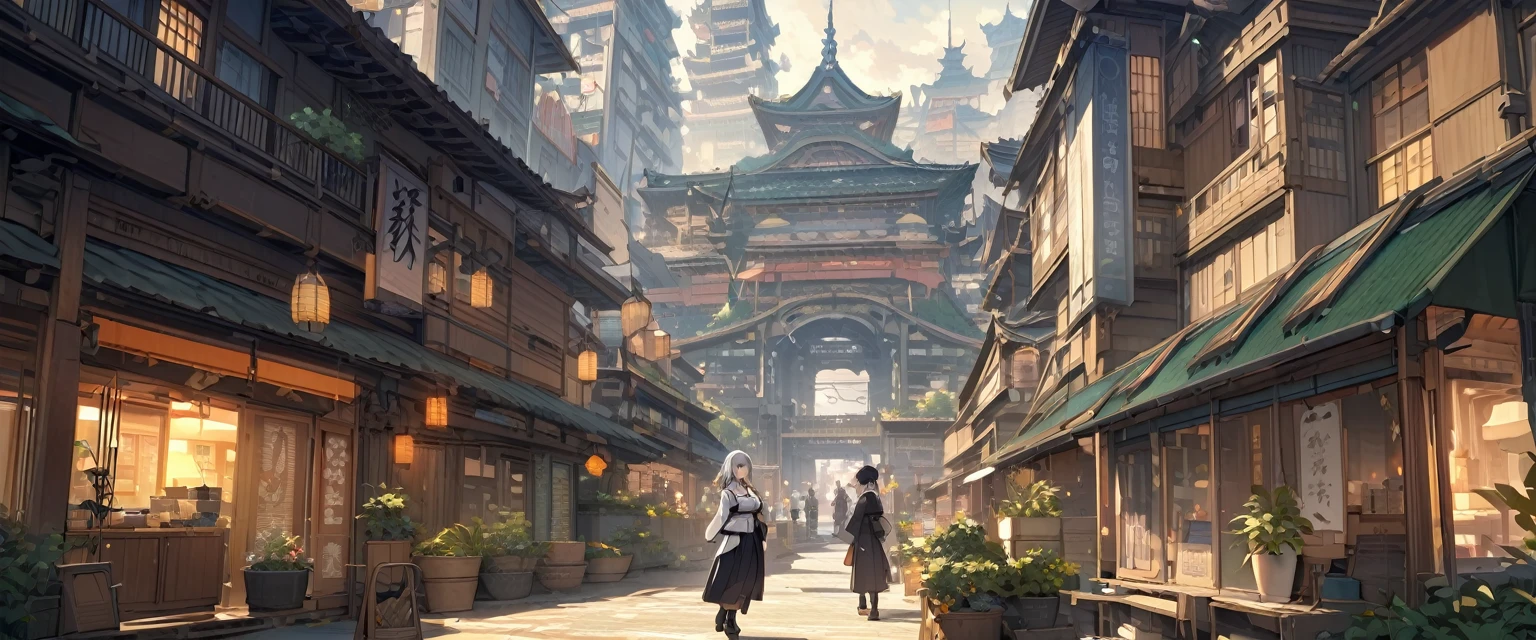 A perfect future city　It is written in Japanese　There is a balcony　Highest quality　Masterpiece