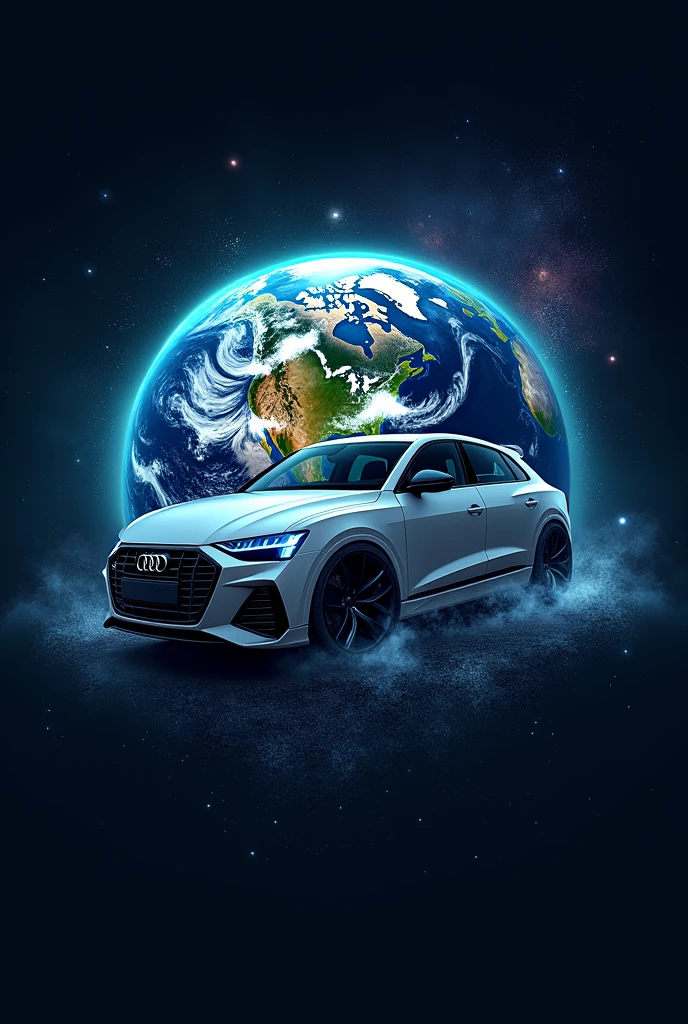 Logo,planet Earth, Audi car ,gas machines,GAS VEHICULAR ,universe that says in Spanish WORLD GAS