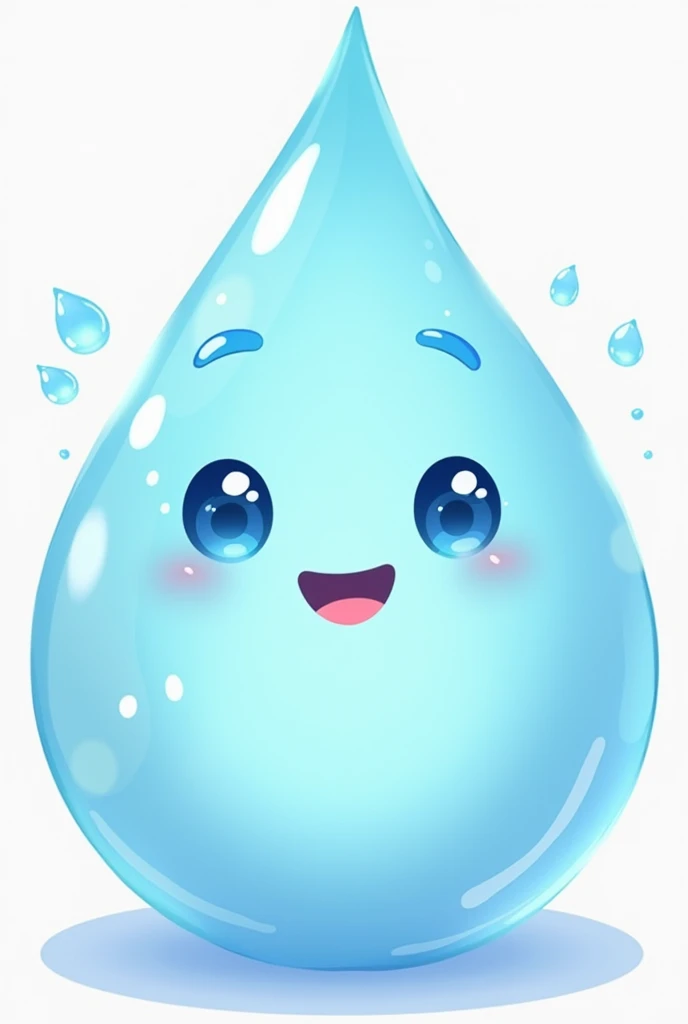 image of a water drop with a face and smiling, it must be shaped like a drop. Don't make it in 3D format