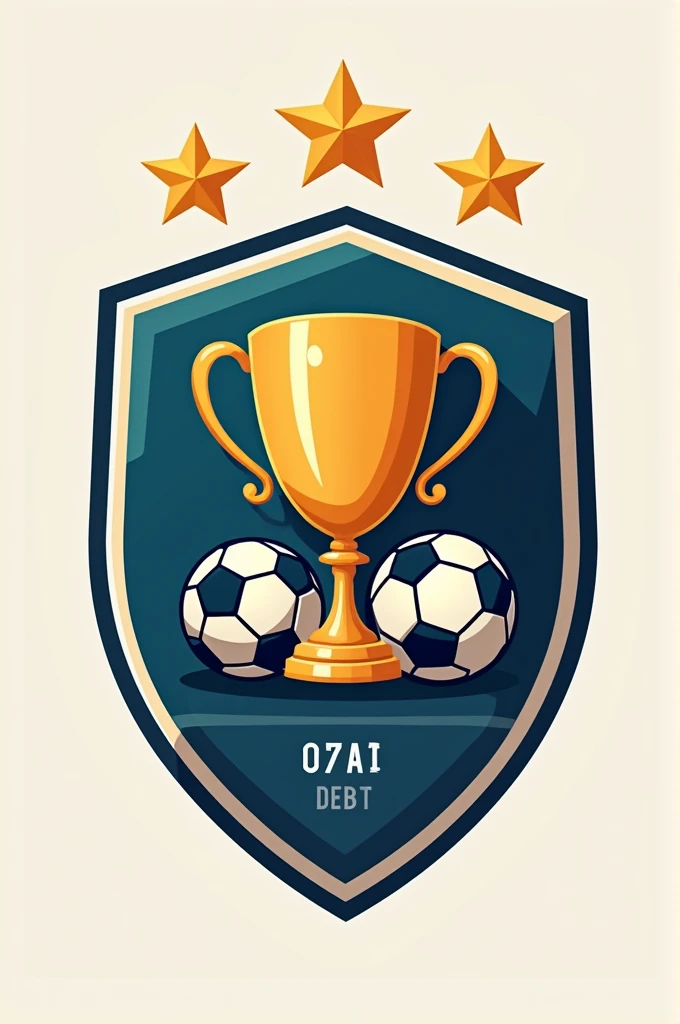 Imagine a crest for a football team whose name is "The PDETs", The shield should have a very professional look and should have a soccer ball and a trophy and only two stars on the top of the shield.  Please write the name correctly without errors.. Writing in Spanish 