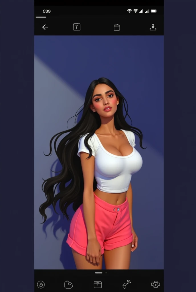 A cute 20 years old indian girl , simple smile without showing teeth , rough dry face skin , , sexy and hot , pink shorts , big boobs ,