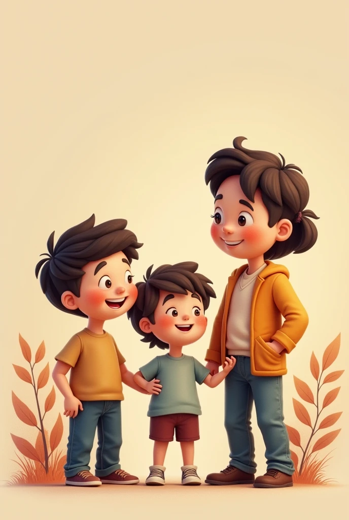 Psychologist with a boy and a girl standing happily without background