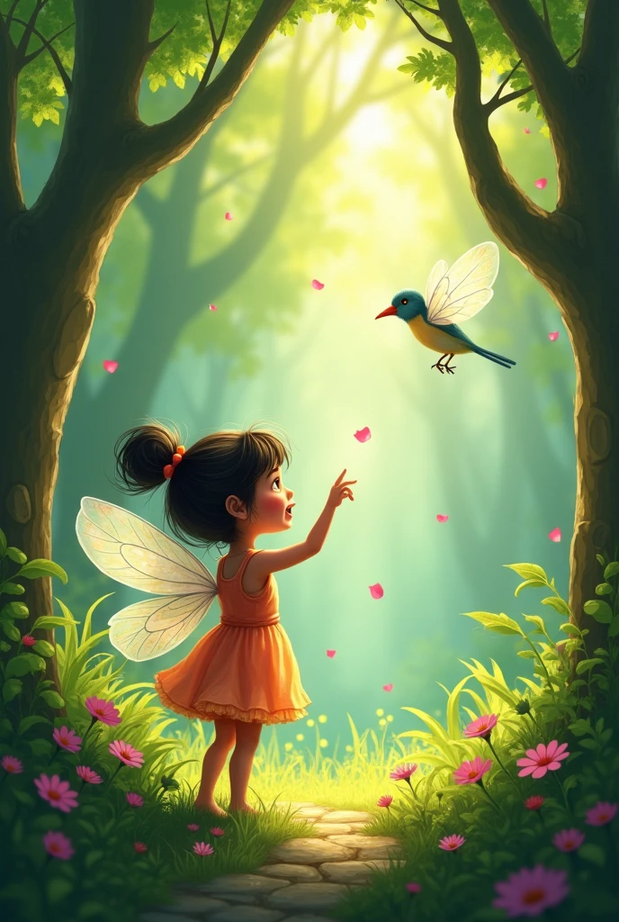"Maya playfully challenging the fairies to show her the magic if it’s real."