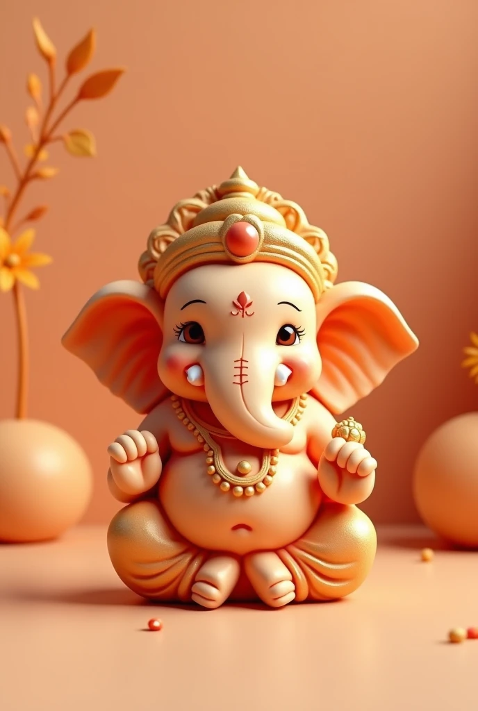 Create an image Vighneshwar ganpati of Ashtavinayak not like this just a cute one this has details not like this just an orange stone statue of every other Ashtavinayk