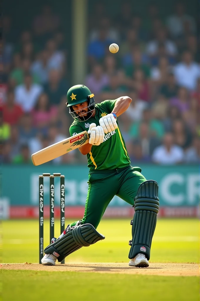 A pakistani cricketer playing cover drive
