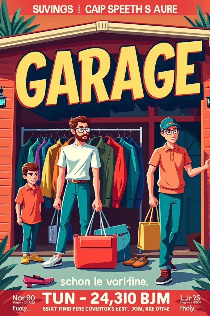 Can you make a flyer for a garage sale. It takes place August 24, 2024. We will be selling name brands like Nike, adidas, coach, Ugg and other designer clothes and bags. I need the address 3814 E Forest Lodge Loop Monticello, Indiana added in it