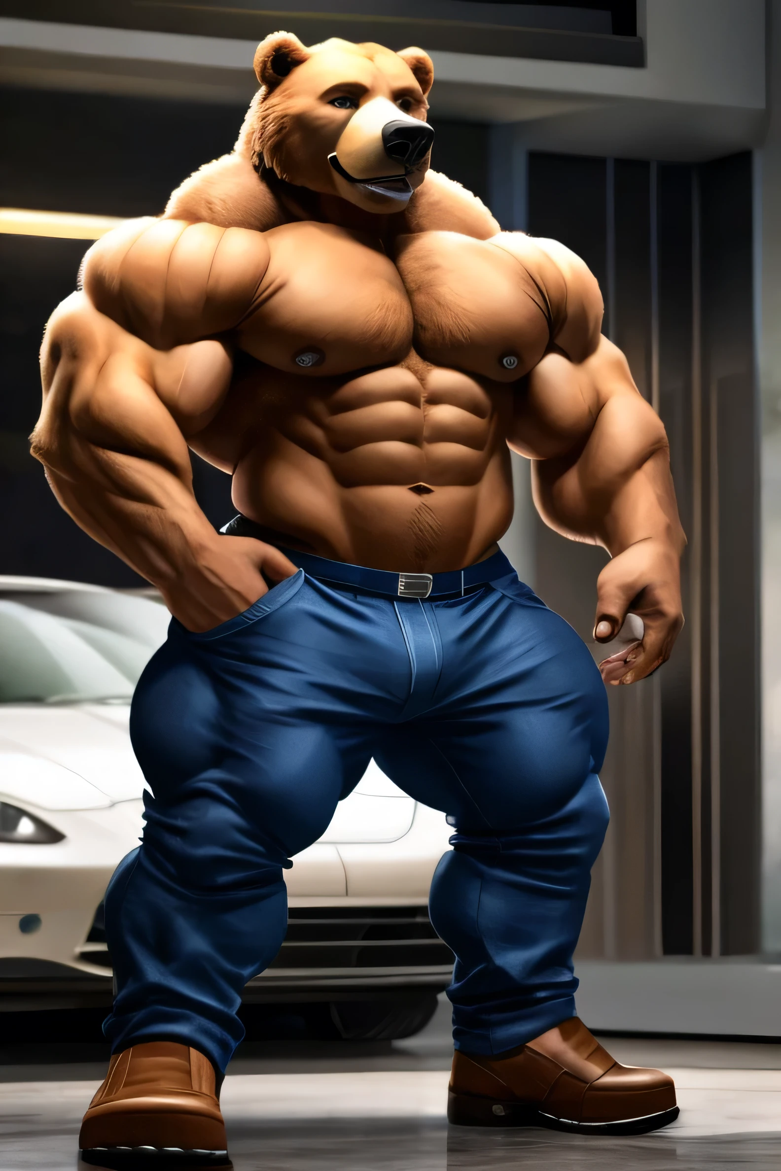 bodybuilder bear wearing pants
